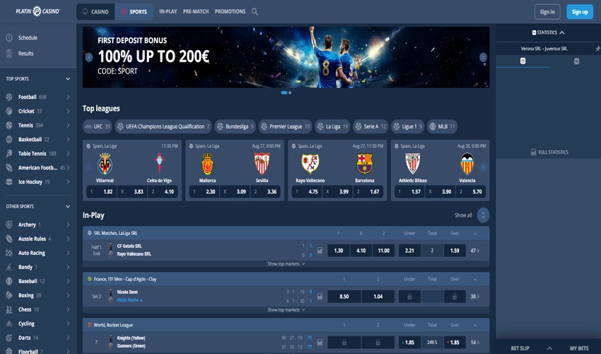 Sports Betting at Platin Casino